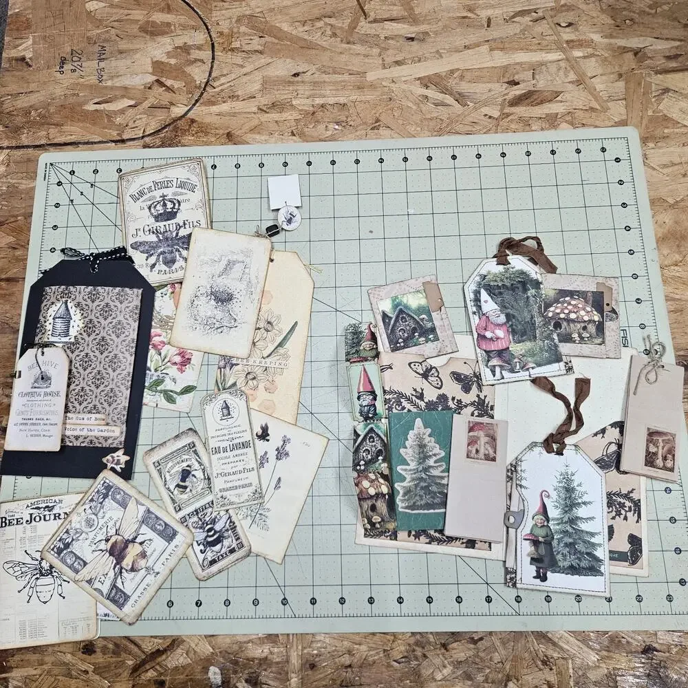 2 Handmade Junk Journals with Pockets Pullouts Bees Mushrooms Woodland Ephemera/